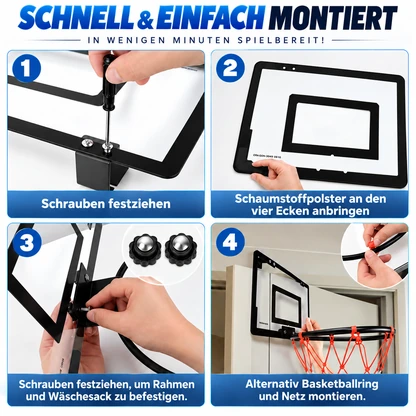 Weihnachtlicher Wäschekorb mit Basketballkorb zum Einhängen über der Tür