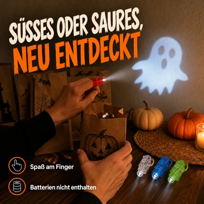Halloween-Fingerprojektor-Lichter mit Gruselmotiven – 4-teiliges Mitgebsel-Set