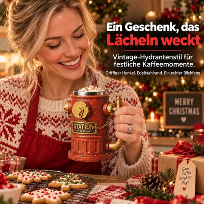 Kaffeetasse im Vintage-Hydrantenstil – Weihnachtsgeschenk