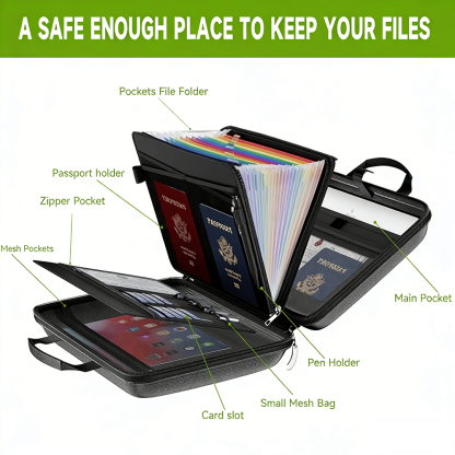 🔐 Hard-Shell Fireproof & Waterproof Document Organizer with Lock