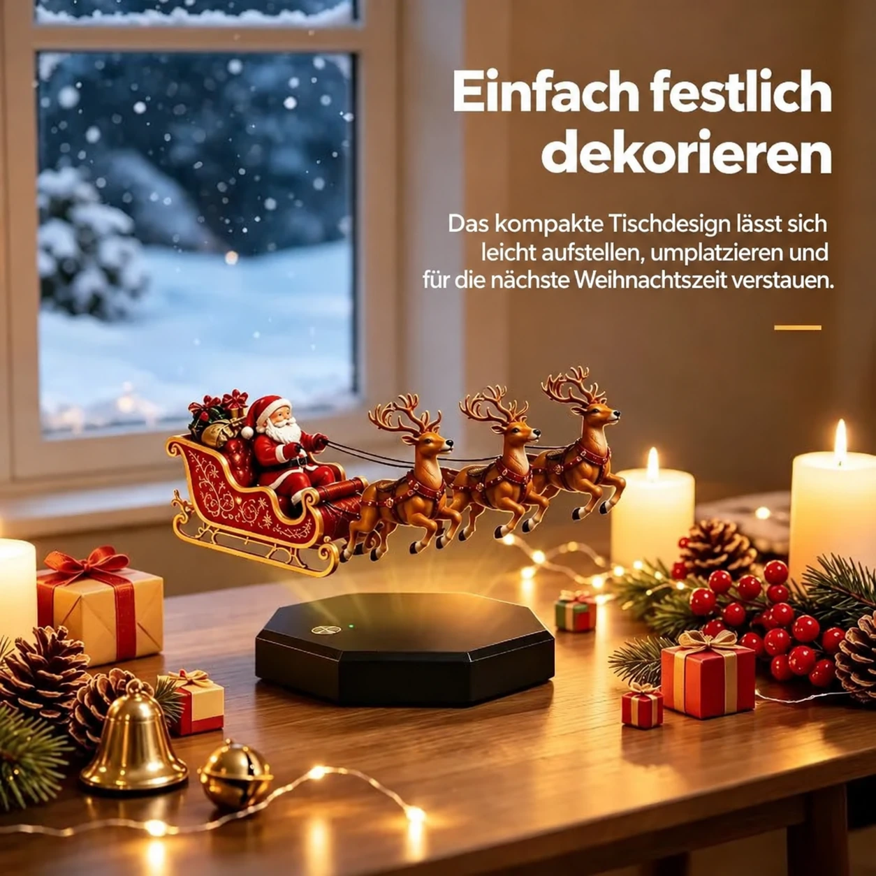 Schwebender Weihnachtsmannschlitten – magnetisch schwebende Weihnachtsdekoration