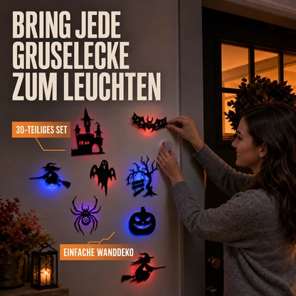 Leuchtende 3D-Halloween-Wandaufkleber – 30-teiliges Set