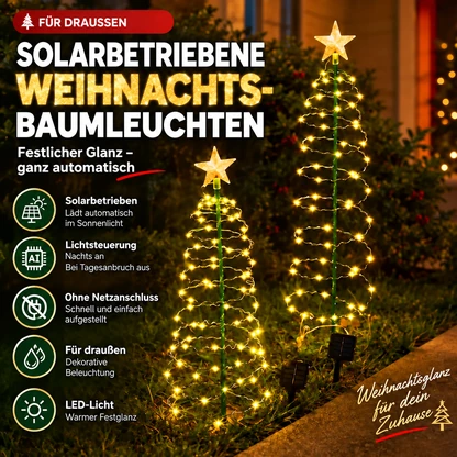 Solarbetriebene spiralförmige Weihnachtsbaumbeleuchtung mit Sternspitze