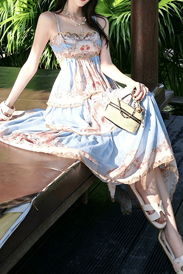 Women's Printed Tiered Swing Maxi Dress（Buy 2 Free Shipping）