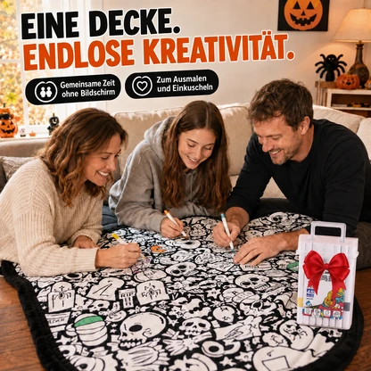 Halloween-Ausmaldecken-Set mit 48 Filzstiften