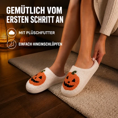 Gemütliche Kürbis-Plüschhausschuhe