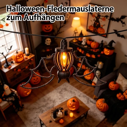 Halloween-Lichterkette mit Spinnen oder Fledermäusen und gespenstischem Licht – 5er-Set
