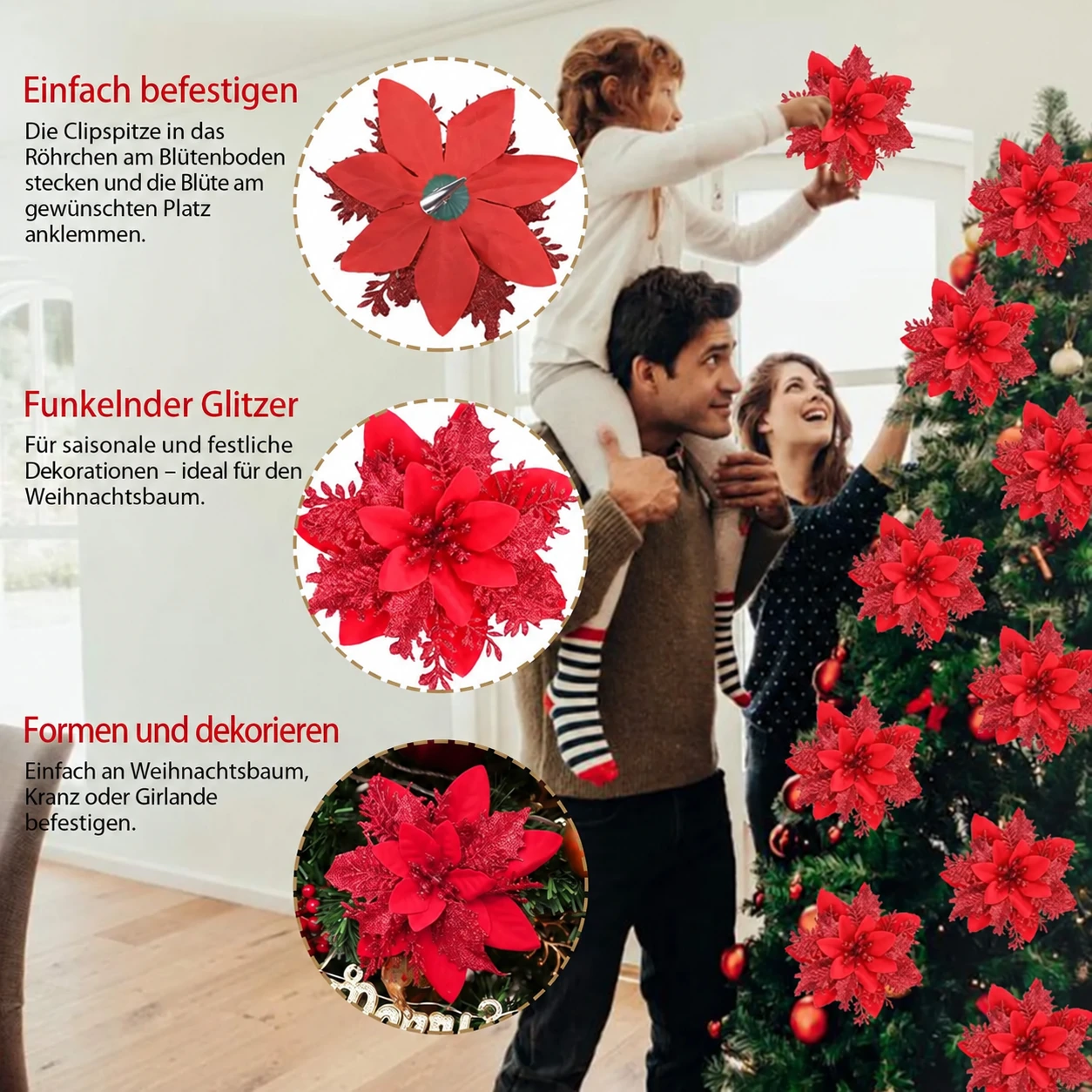 Einfache Anbringung und Vorteile für die Weihnachtsdekoration