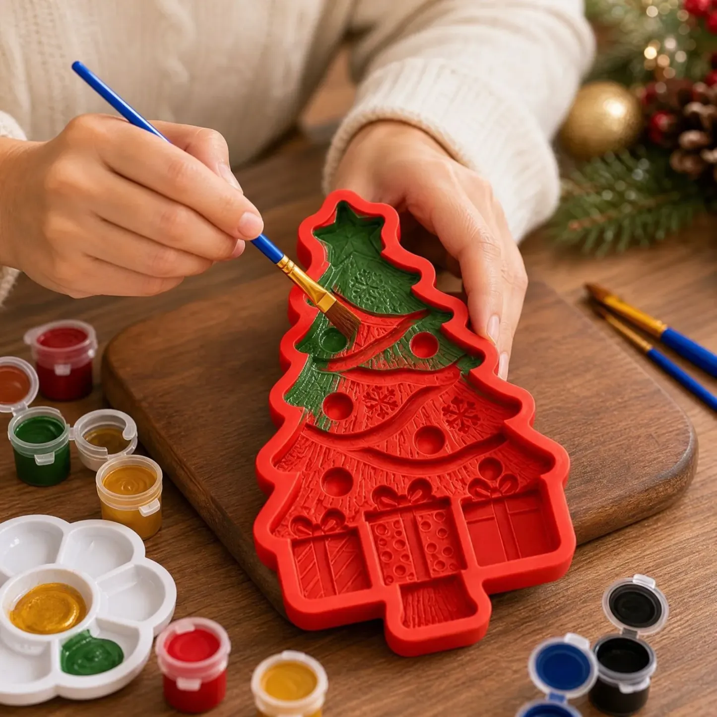 DIY Christmas Tree Silicone Mold for Paint-Your-Own Holiday Crafts