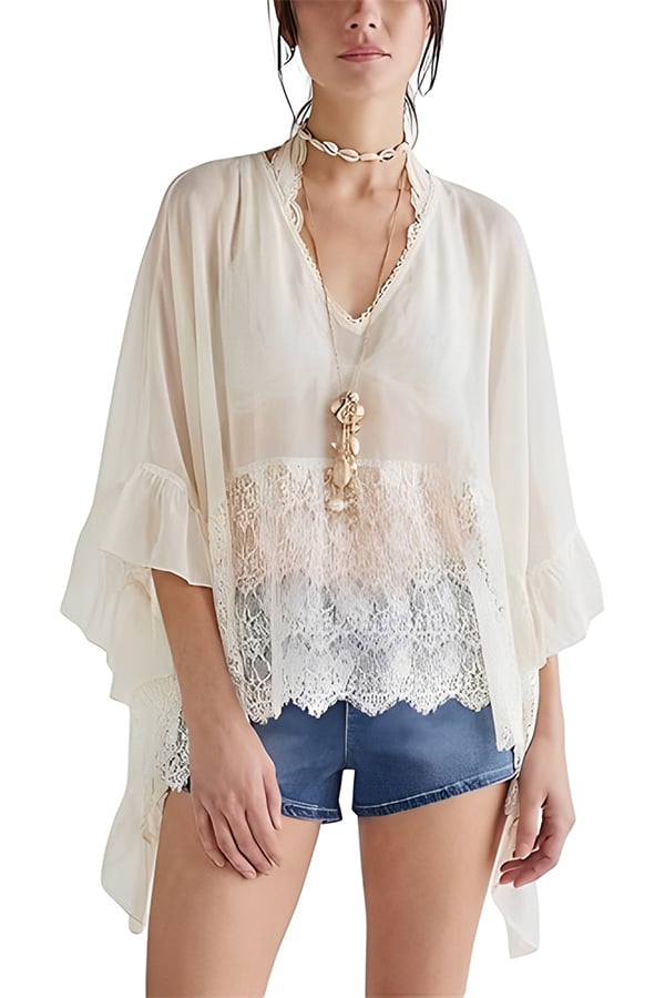 Women’s Sheer Lace Batwing Cover-Up Top（Buy 2 Free Shipping）