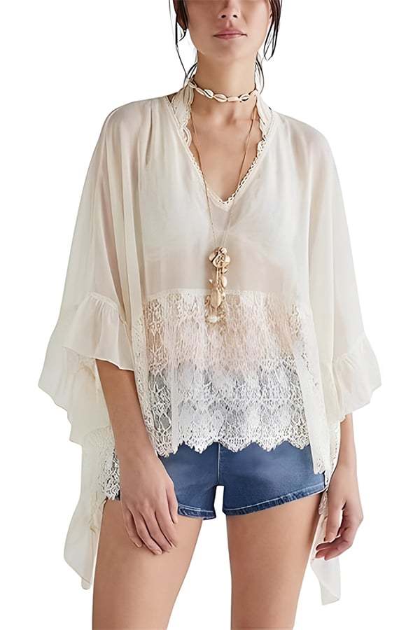 Women’s Sheer Lace Batwing Cover-Up Top（Buy 2 Free Shipping）