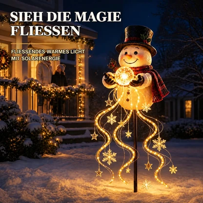 Solar-Weihnachtsgartenlicht mit Schneemann und magischem Fontäneneffekt