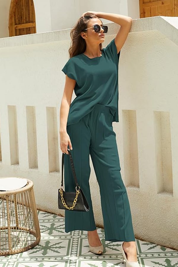 Women’s Knit Two-Piece Top & Wide-Leg Pants Set(Buy 2 Free Shipping)