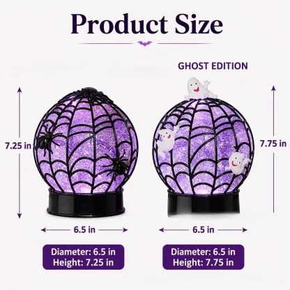 Halloween Swirling Glitter Ghost & Spider Globe Light