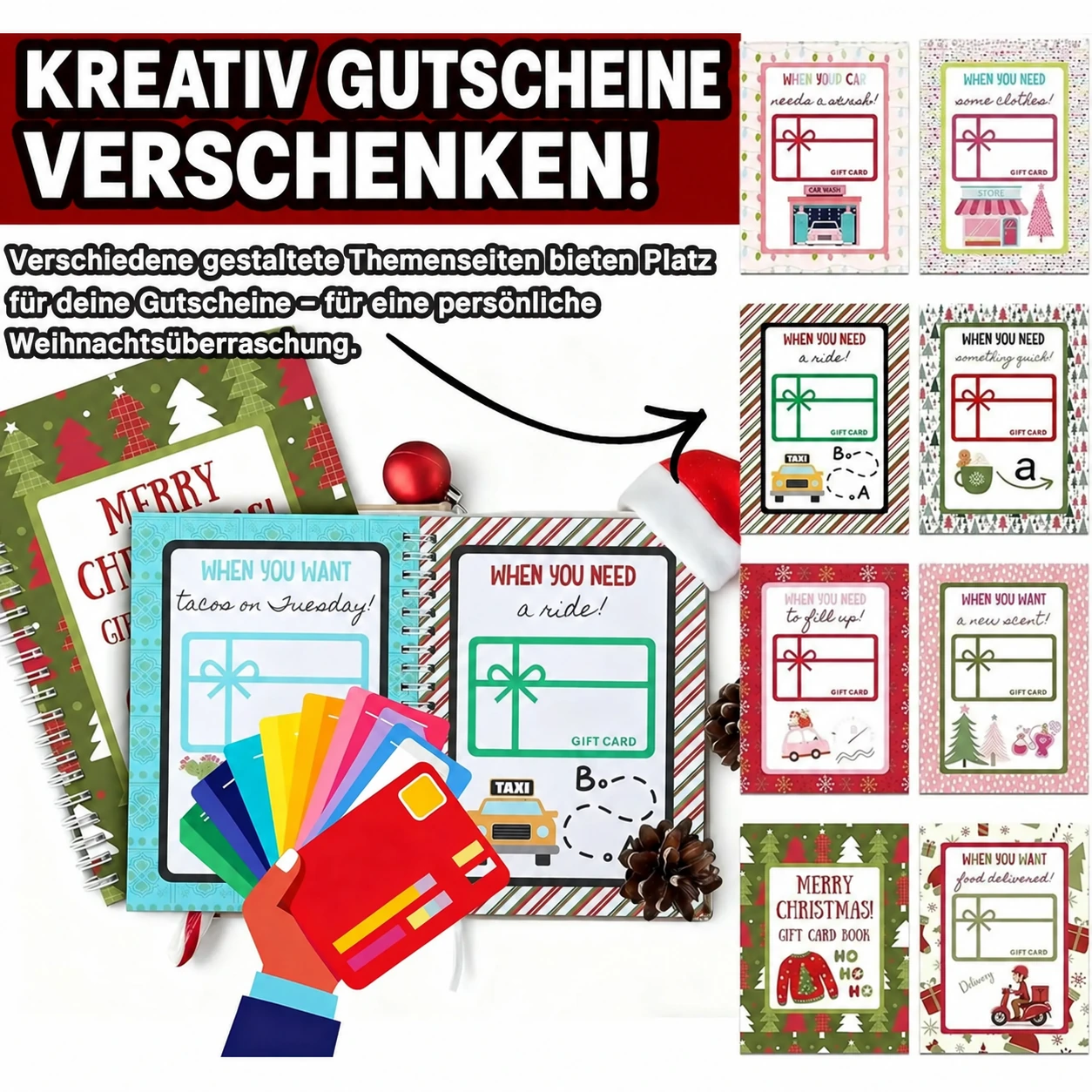 Weihnachtliches Geschenkkartenbuch voller fröhlicher Überraschungen