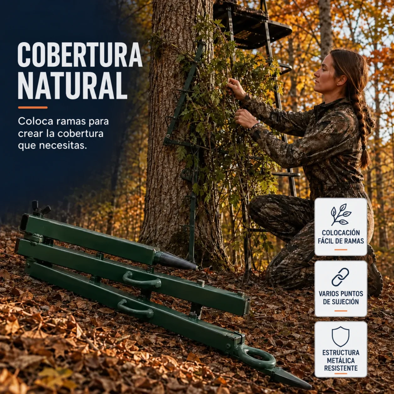 Soporte para ramas de camuflaje de caza