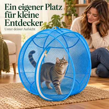 Katzenzelt aus Netzgewebe mit Reißverschluss