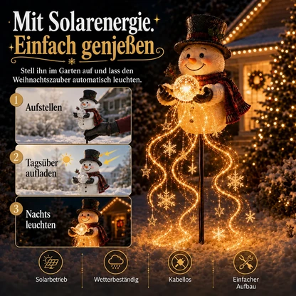 Solar-Weihnachtsgartenlicht mit Schneemann und magischem Fontäneneffekt