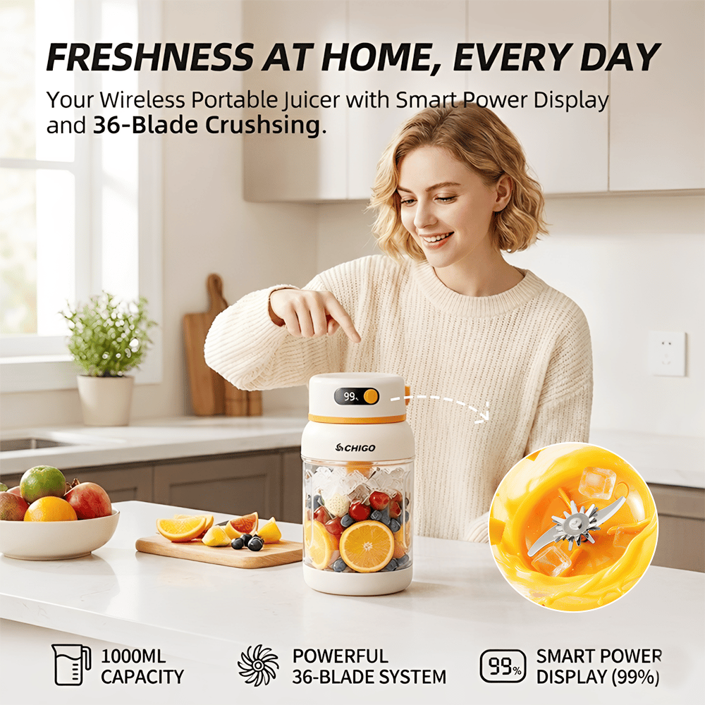 Portable Electric Juicer Cup 🥤 — Enjoy fresh, nutrient-rich smoothies anytime without cords or bulky blenders 🍓