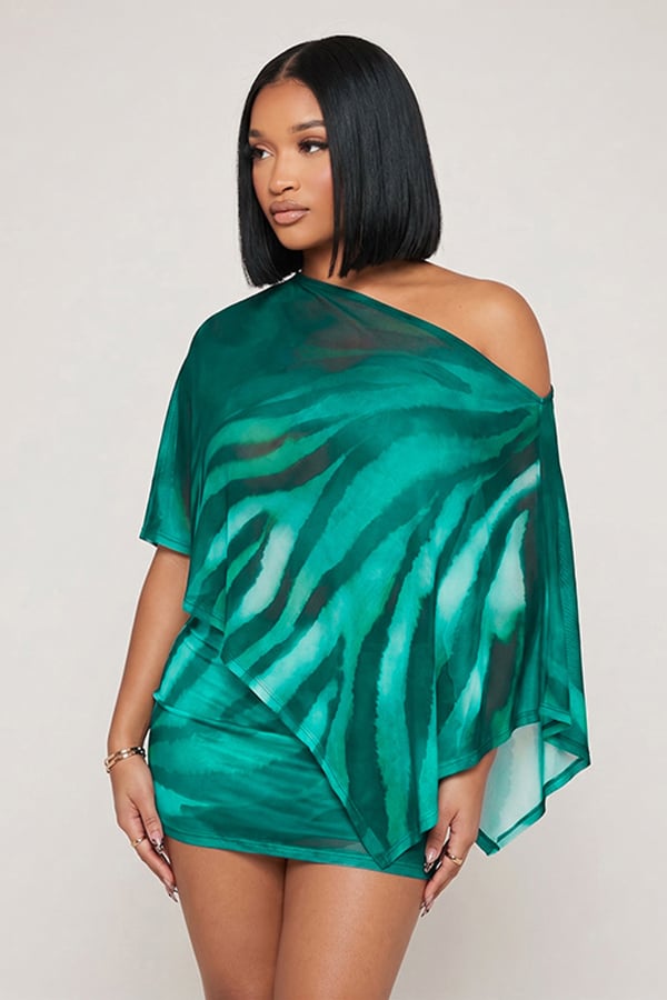 Women’s Off-Shoulder Animal Print Skirt Set