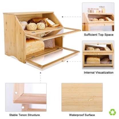 🍞 Double-Layer Bamboo Bread Box – Keep Freshness, Elevate Your Kitchen 🌿✨