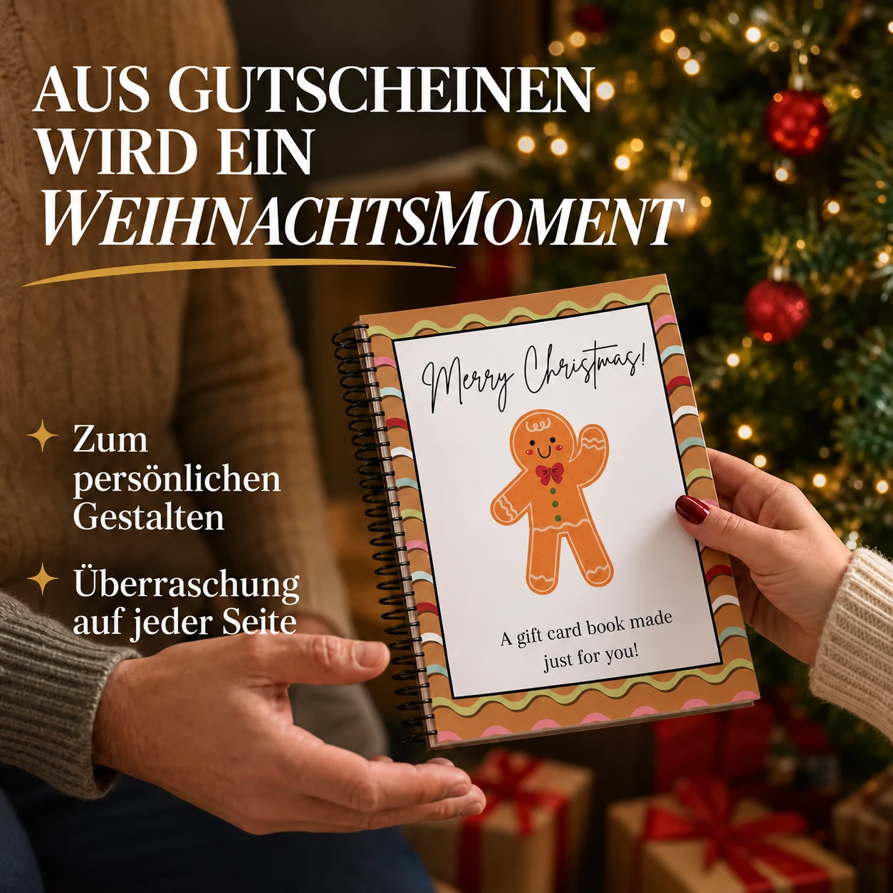 Weihnachtliches Geschenkkartenbuch voller fröhlicher Überraschungen