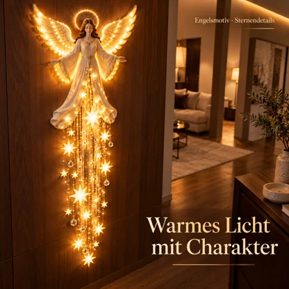Engel-Wandleuchte mit hängenden Lichtsternen