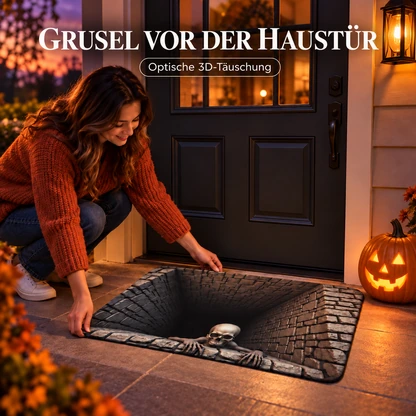 Halloween-Fußmatte mit Skelettgruben-Illusion – 3D-Überraschung am Eingang