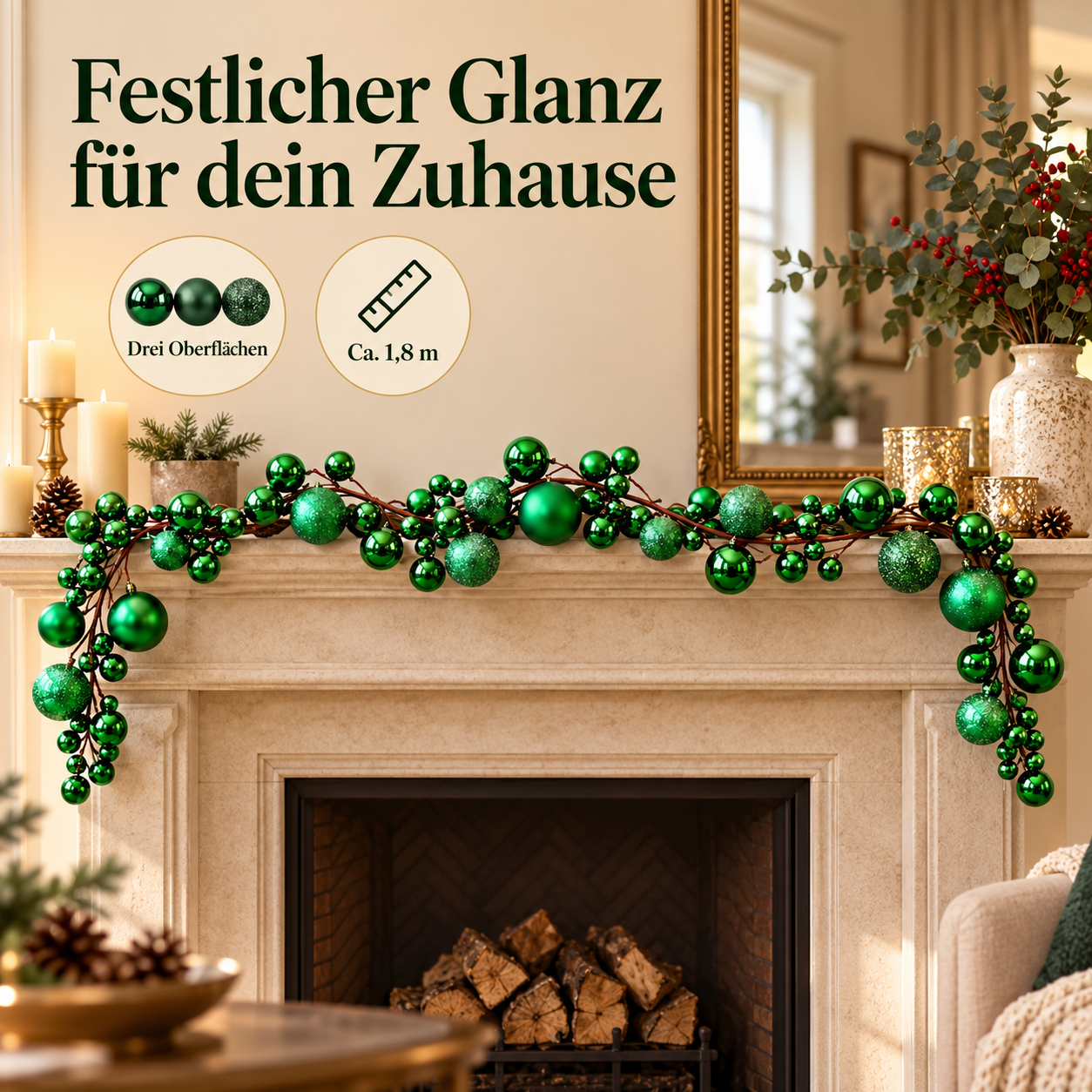Weihnachtskugel-Girlande für festlichen Glanz zu Hause