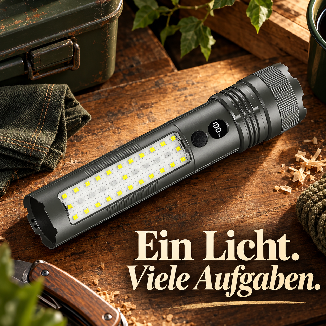 Taschenlampe mit Seitenlicht für mehr Überblick im Dunkeln – Produktansicht 2