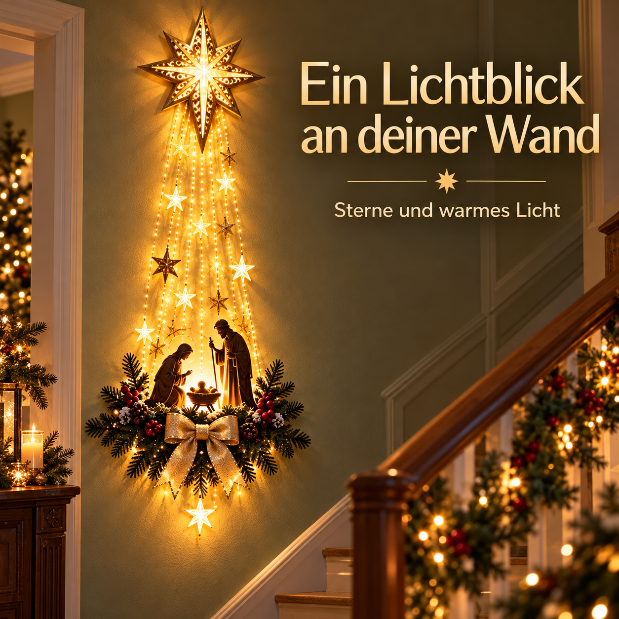 Leuchtende Krippen-Wanddeko für eine stimmungsvolle Weihnachtszeit