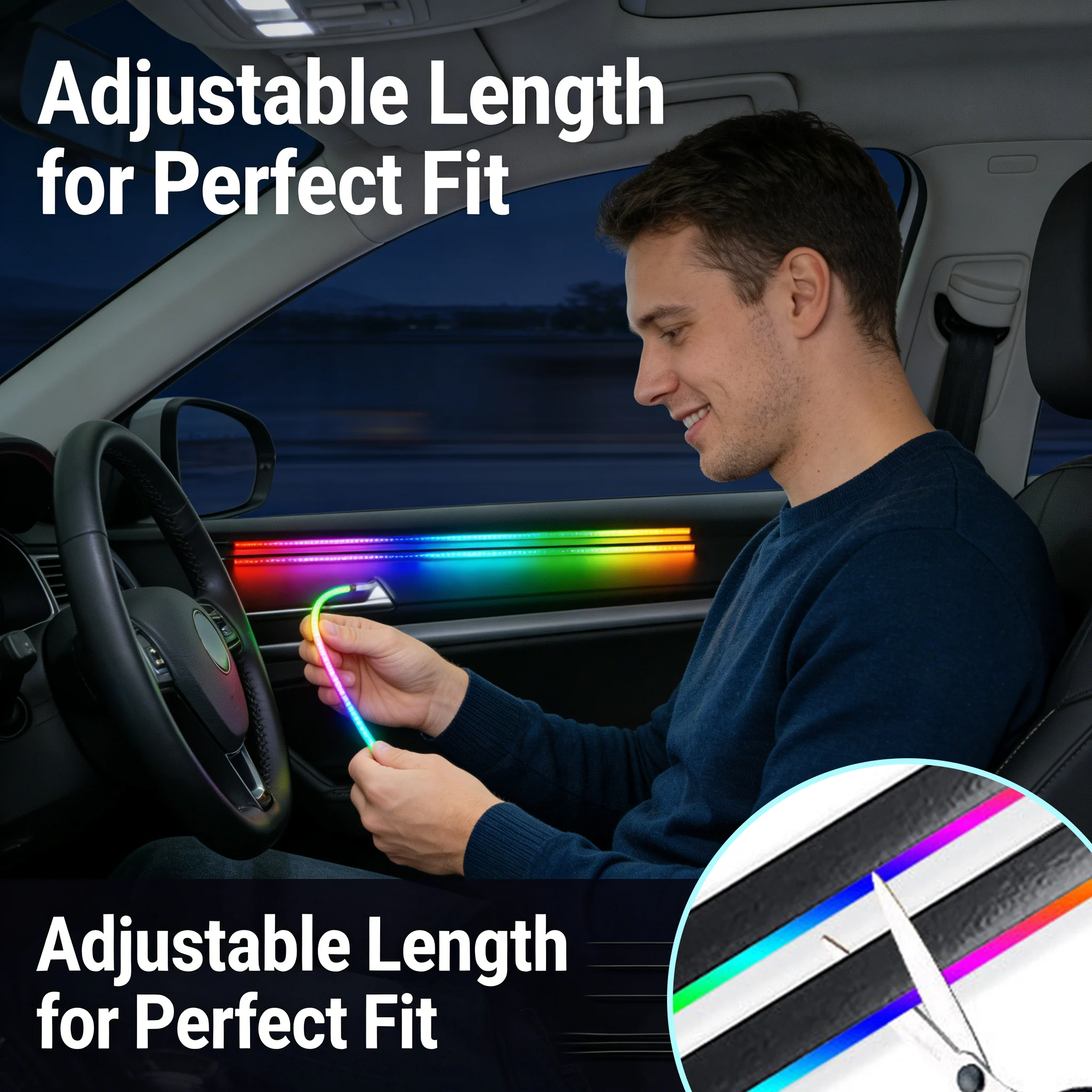 🚗3-Control Acrylic LED Car Interior Ambient Lighting