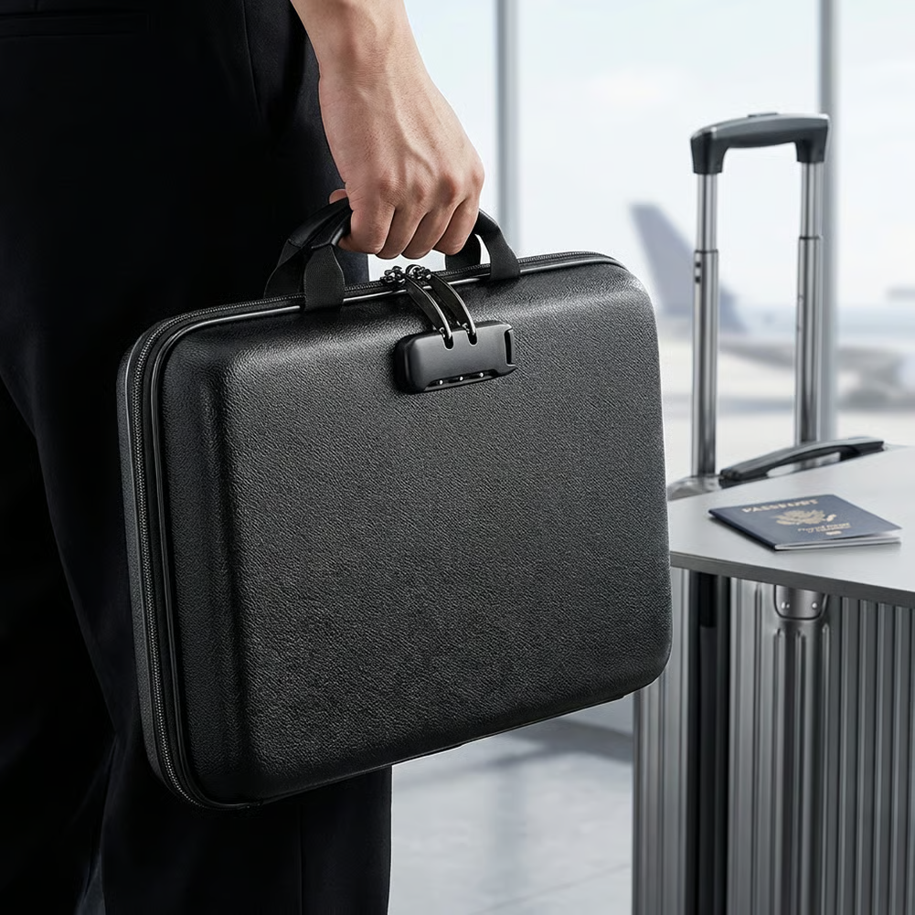 🔐 Hard-Shell Fireproof & Waterproof Document Organizer with Lock