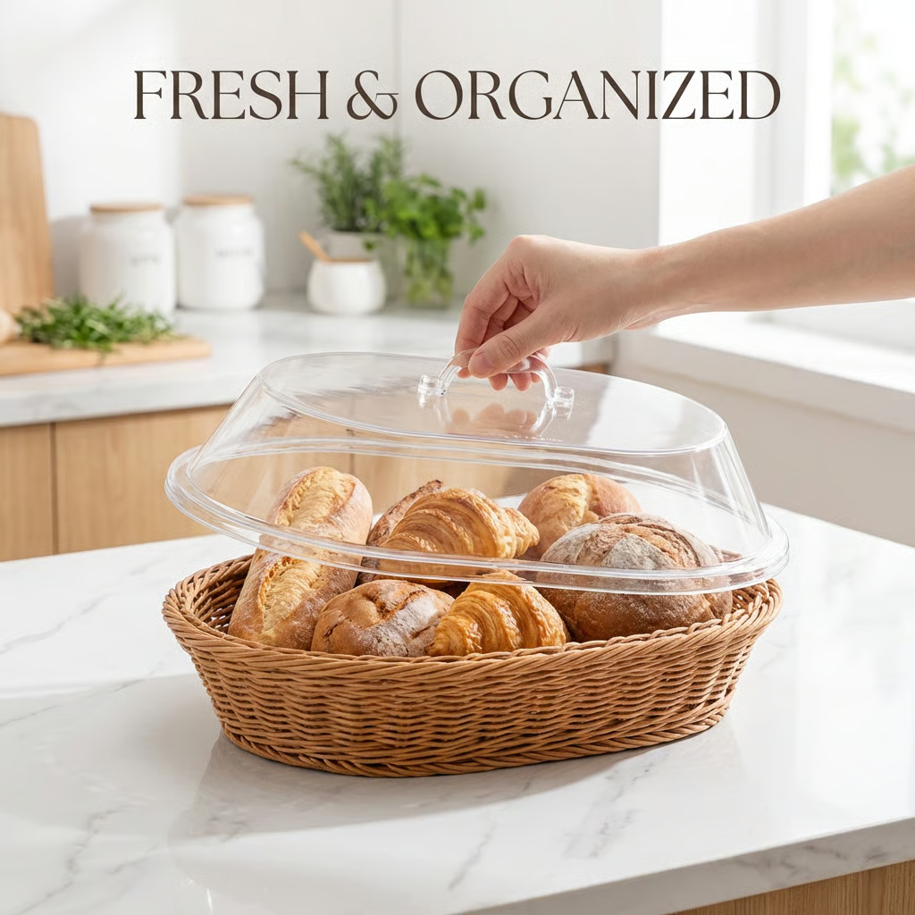 🧺 Woven Food Preservation Basket with Clear Lid