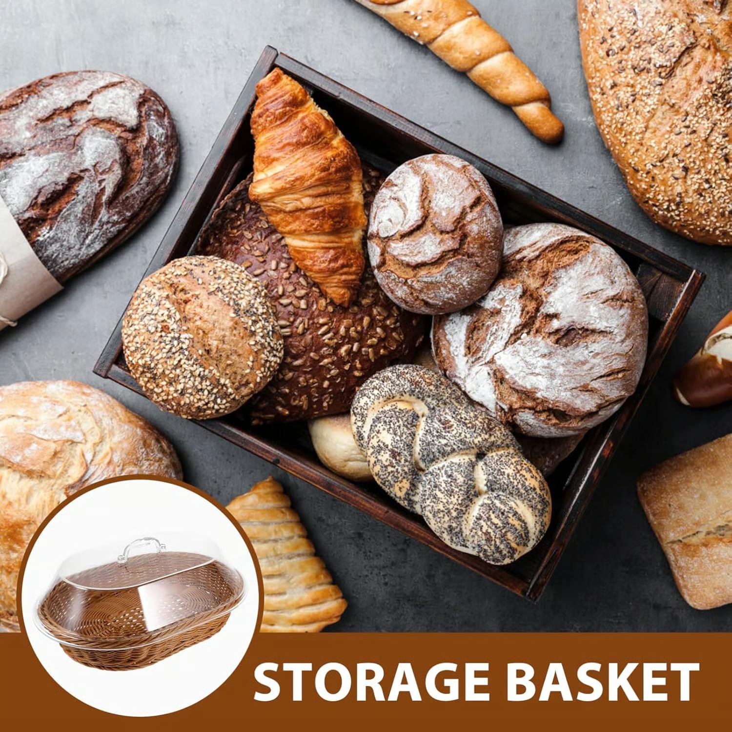 🧺 Woven Food Preservation Basket with Clear Lid