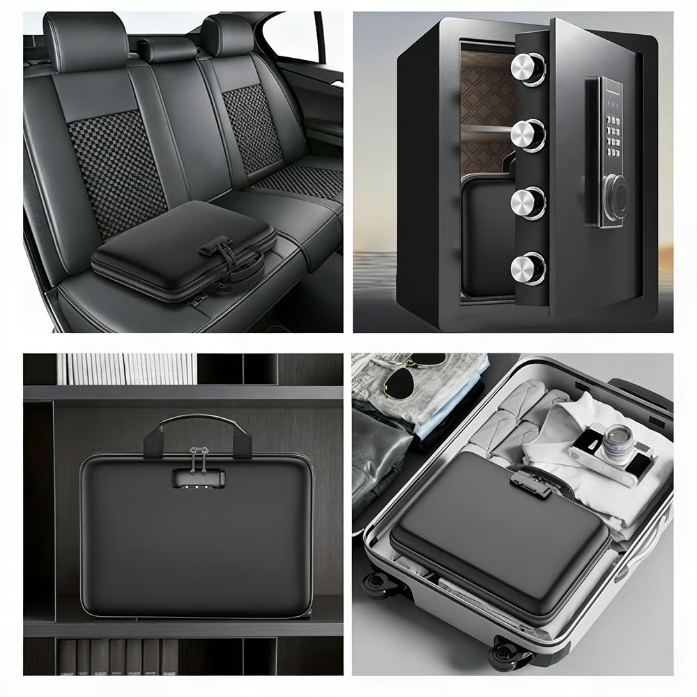 🔐 Hard-Shell Fireproof & Waterproof Document Organizer with Lock