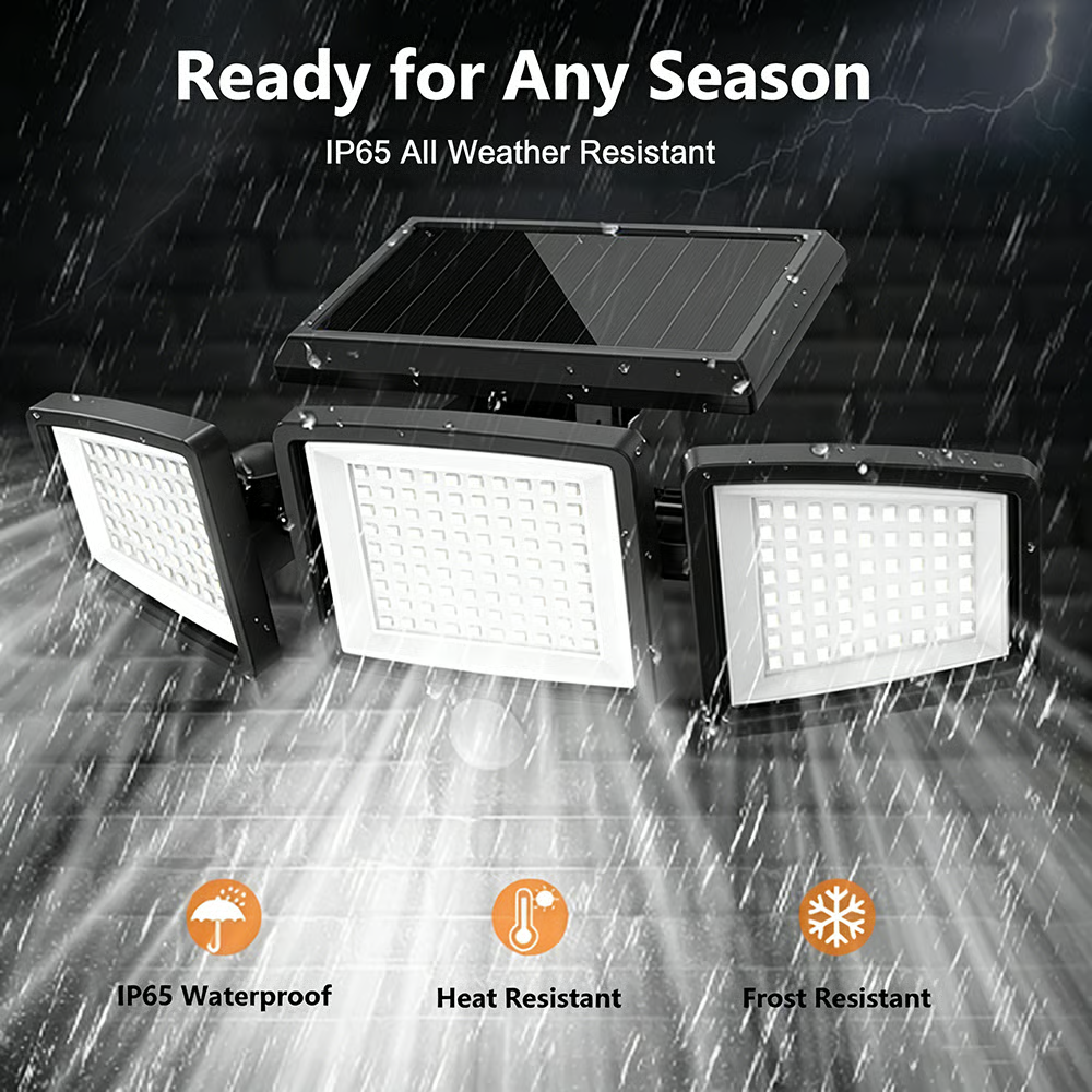 🌞 Three-Head Solar-Powered Sensor Wall Lamp - Smart Wireless Outdoor Lighting