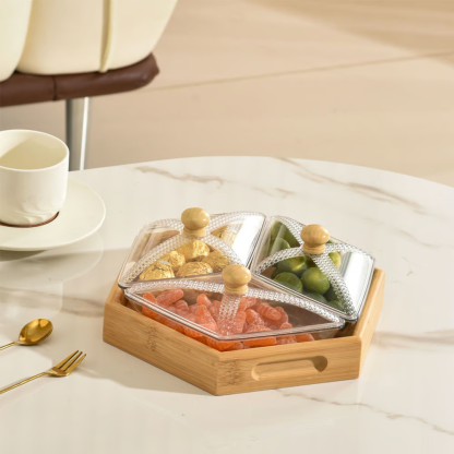 🍪 Square Snack Jar Set with Lids & Wooden Tray