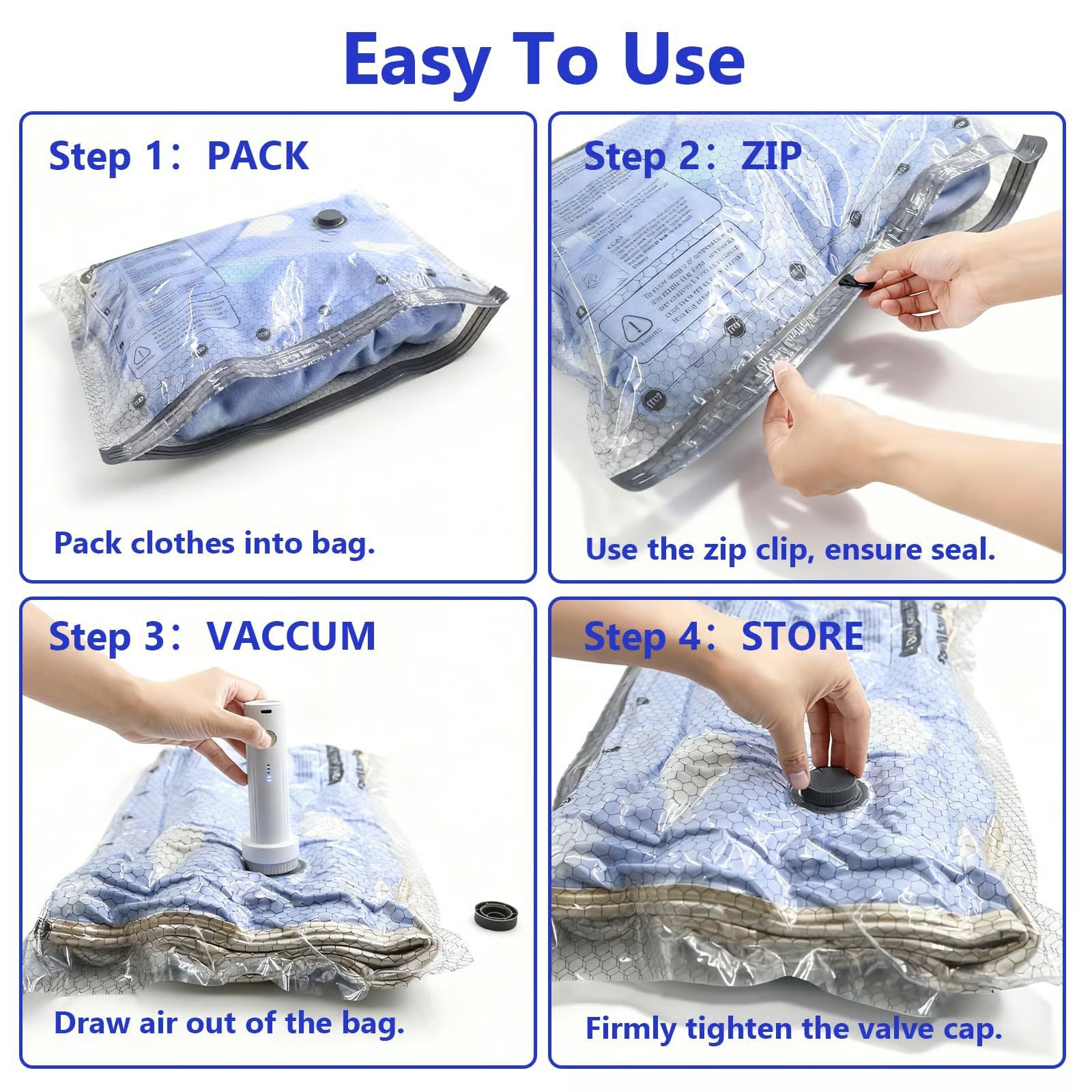 Vacuum Bags for Clothes – Travel & Storage Set🧳