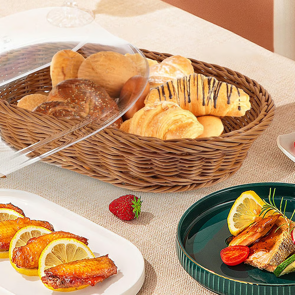 🧺 Woven Food Preservation Basket with Clear Lid