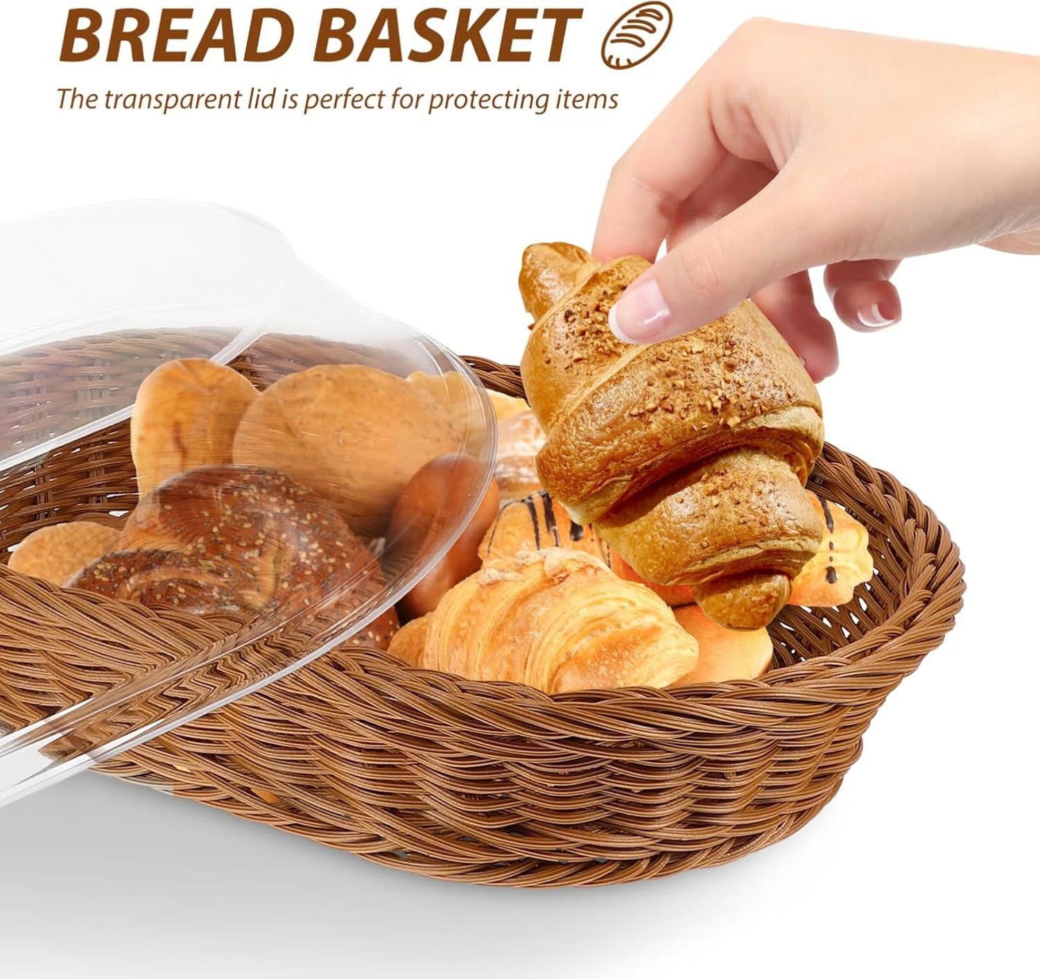 🧺 Woven Food Preservation Basket with Clear Lid
