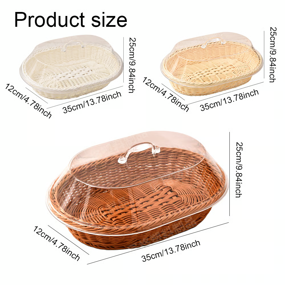🧺 Woven Food Preservation Basket with Clear Lid