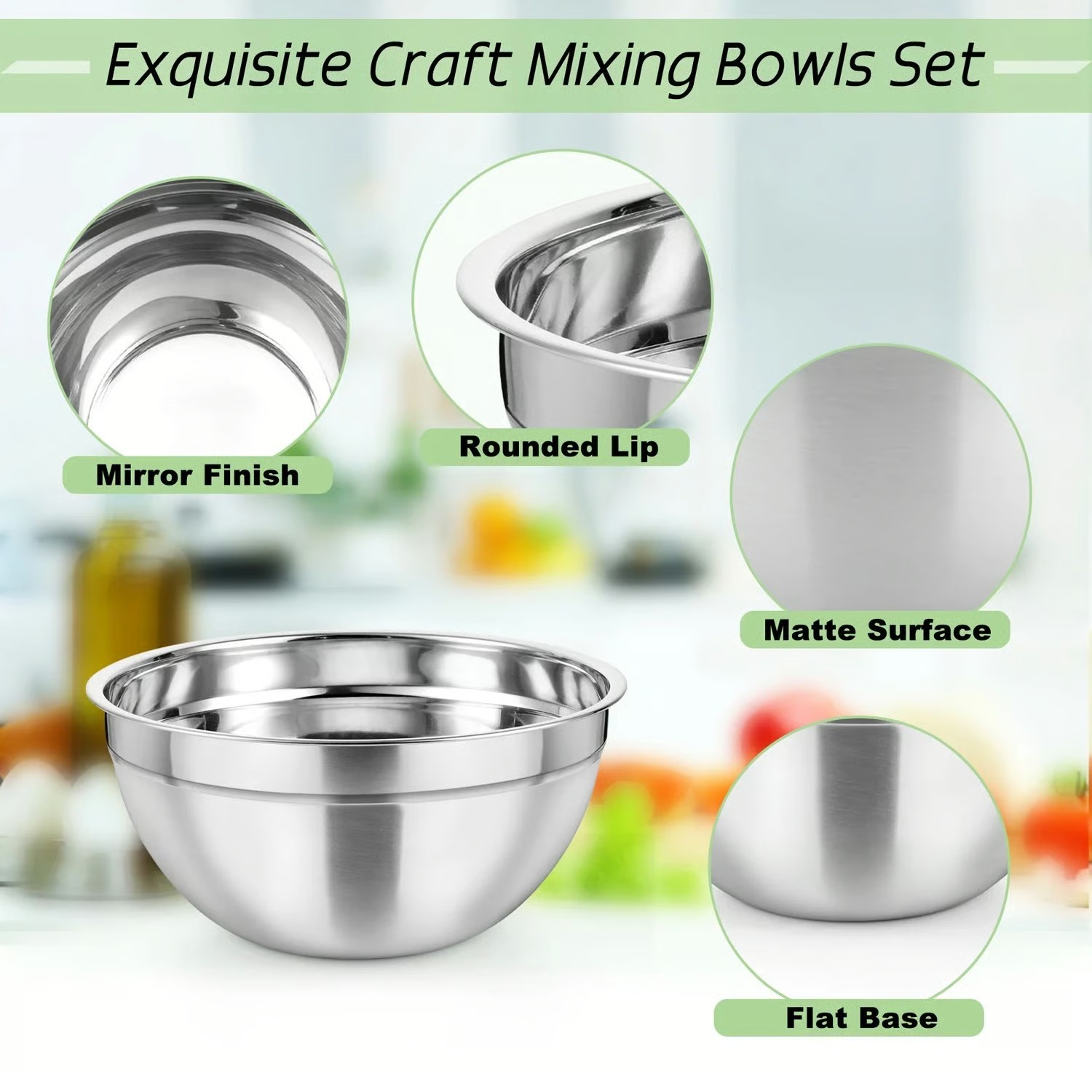 Everyday Stainless Steel Mixing Bowl Set with Airtight Lids