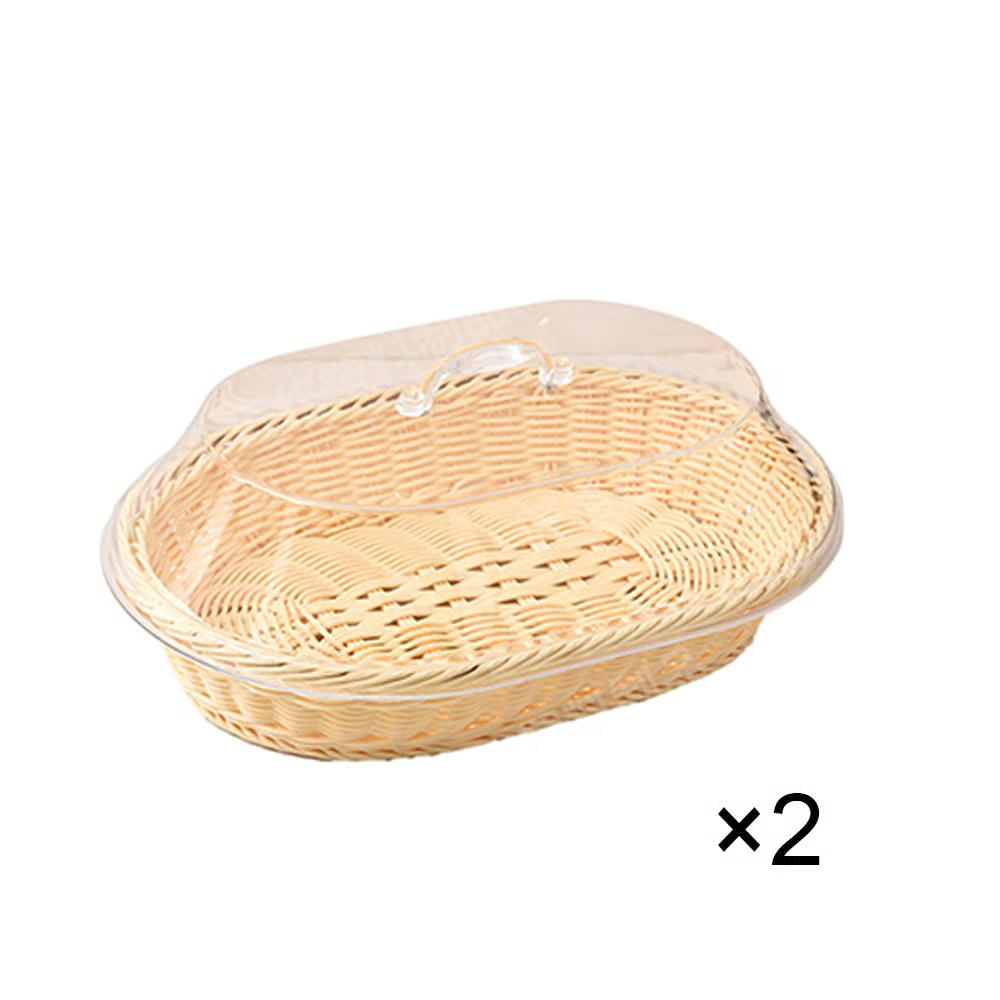 🧺 Woven Food Preservation Basket with Clear Lid