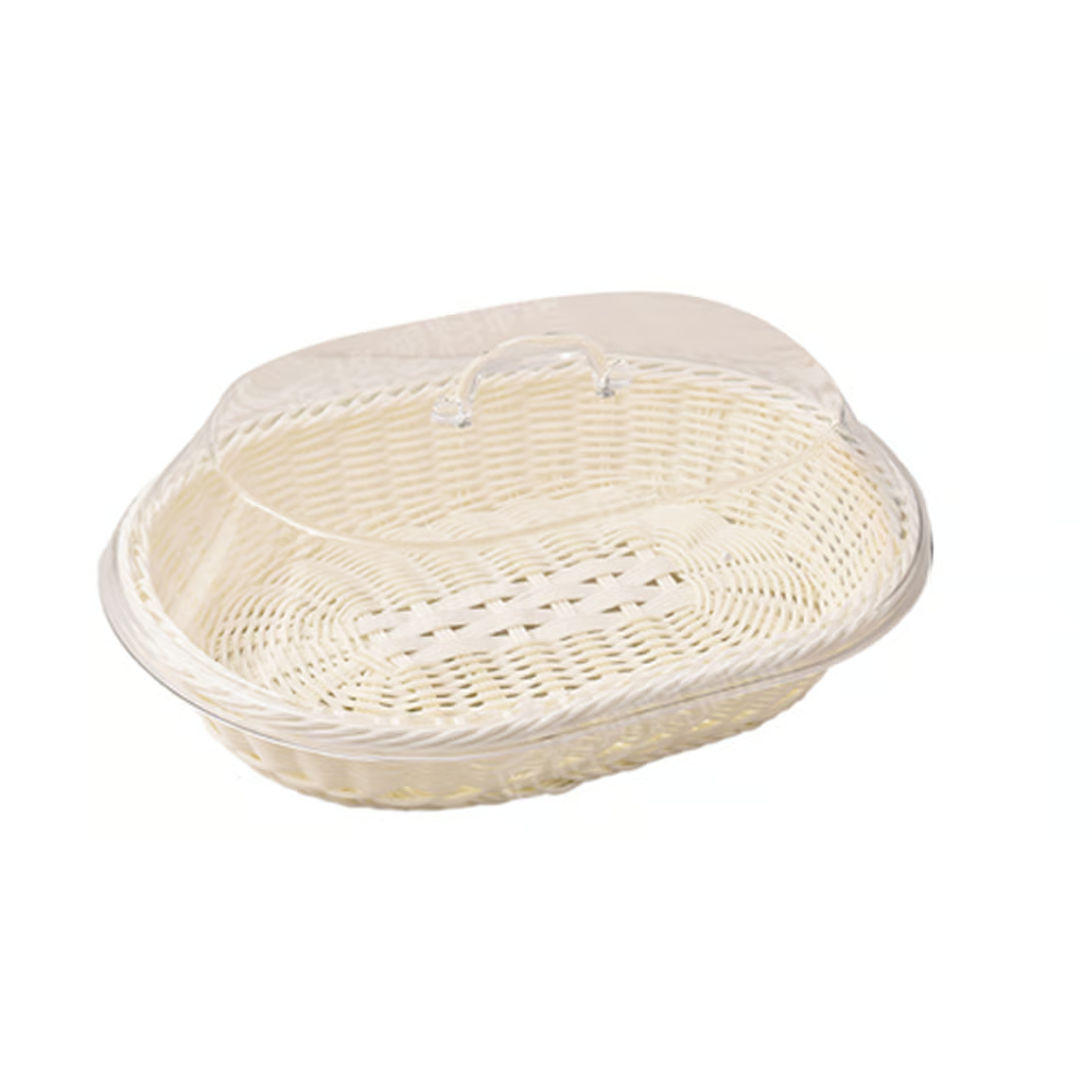 🧺 Woven Food Preservation Basket with Clear Lid
