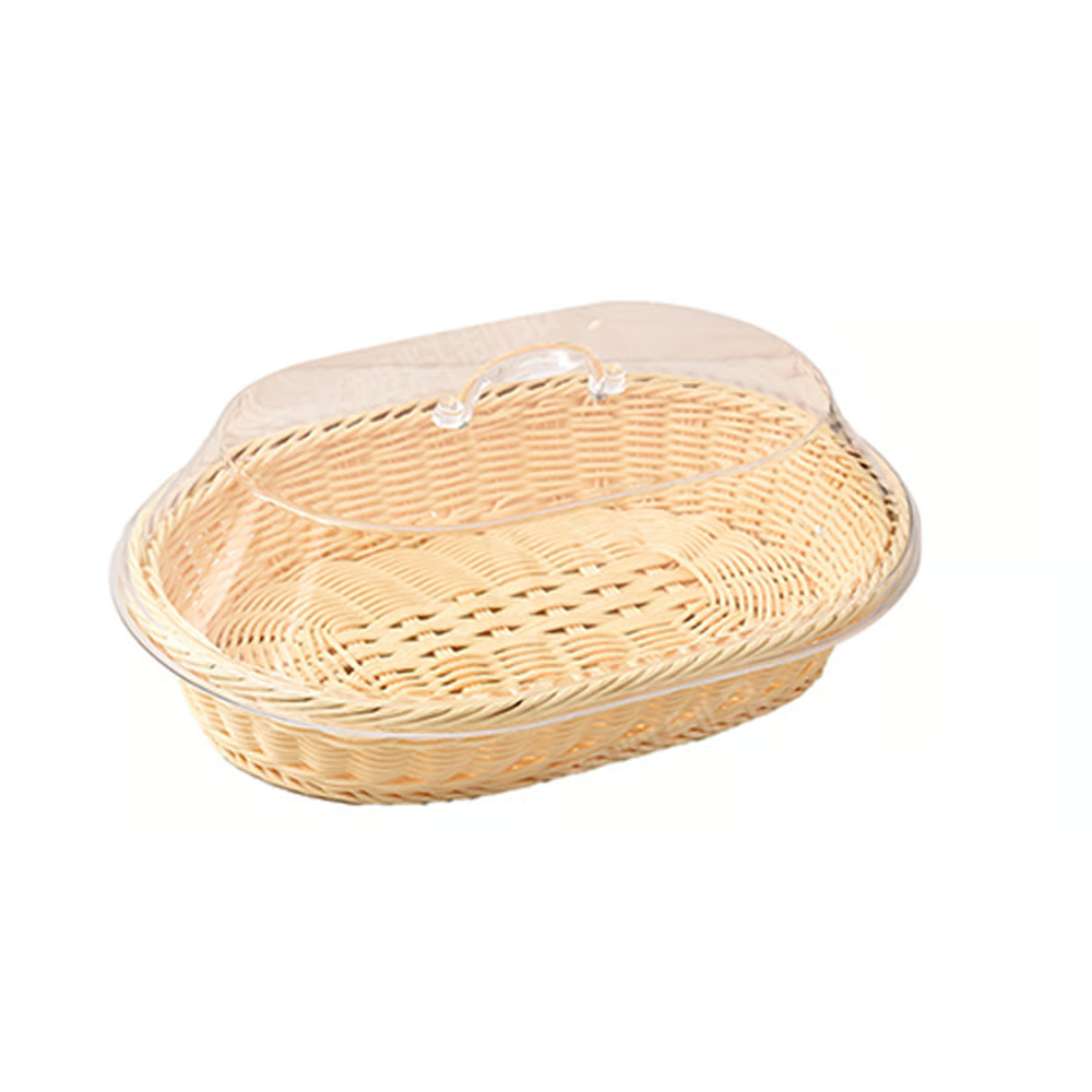 🧺 Woven Food Preservation Basket with Clear Lid