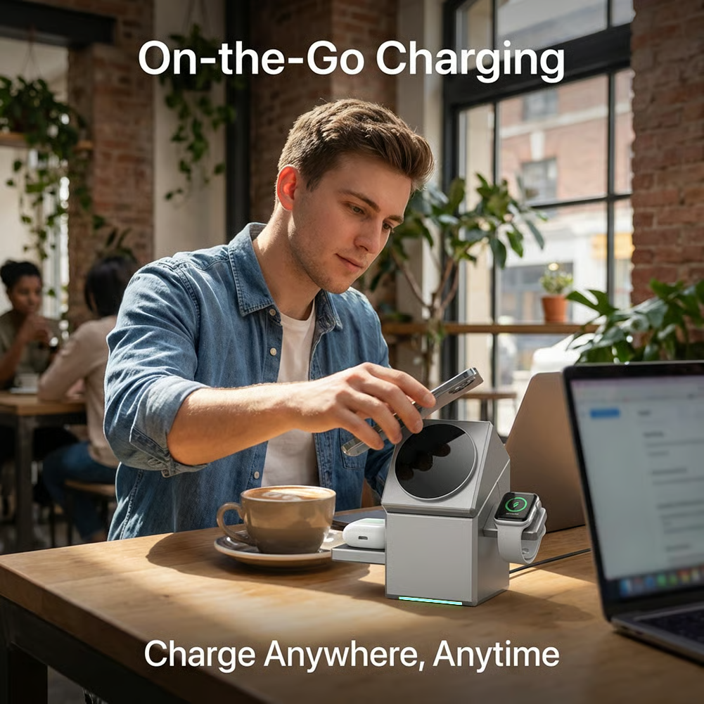 ⚡ 3-in-1 Portable Magnetic Wireless Charging Stand