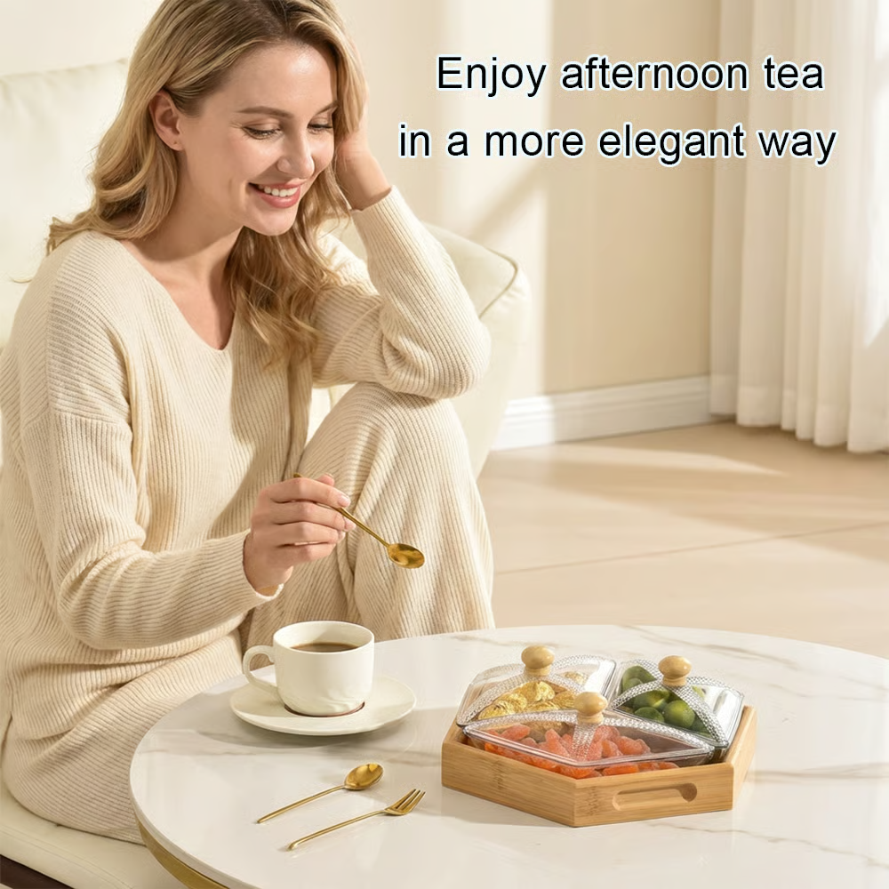 🍪 Square Snack Jar Set with Lids & Wooden Tray