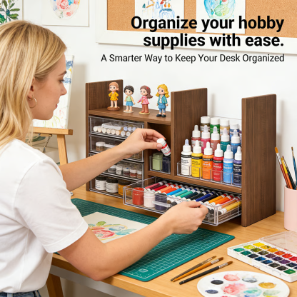 📚 Movable & Extendable Multi-Tier Desktop Bookshelf Organizer
