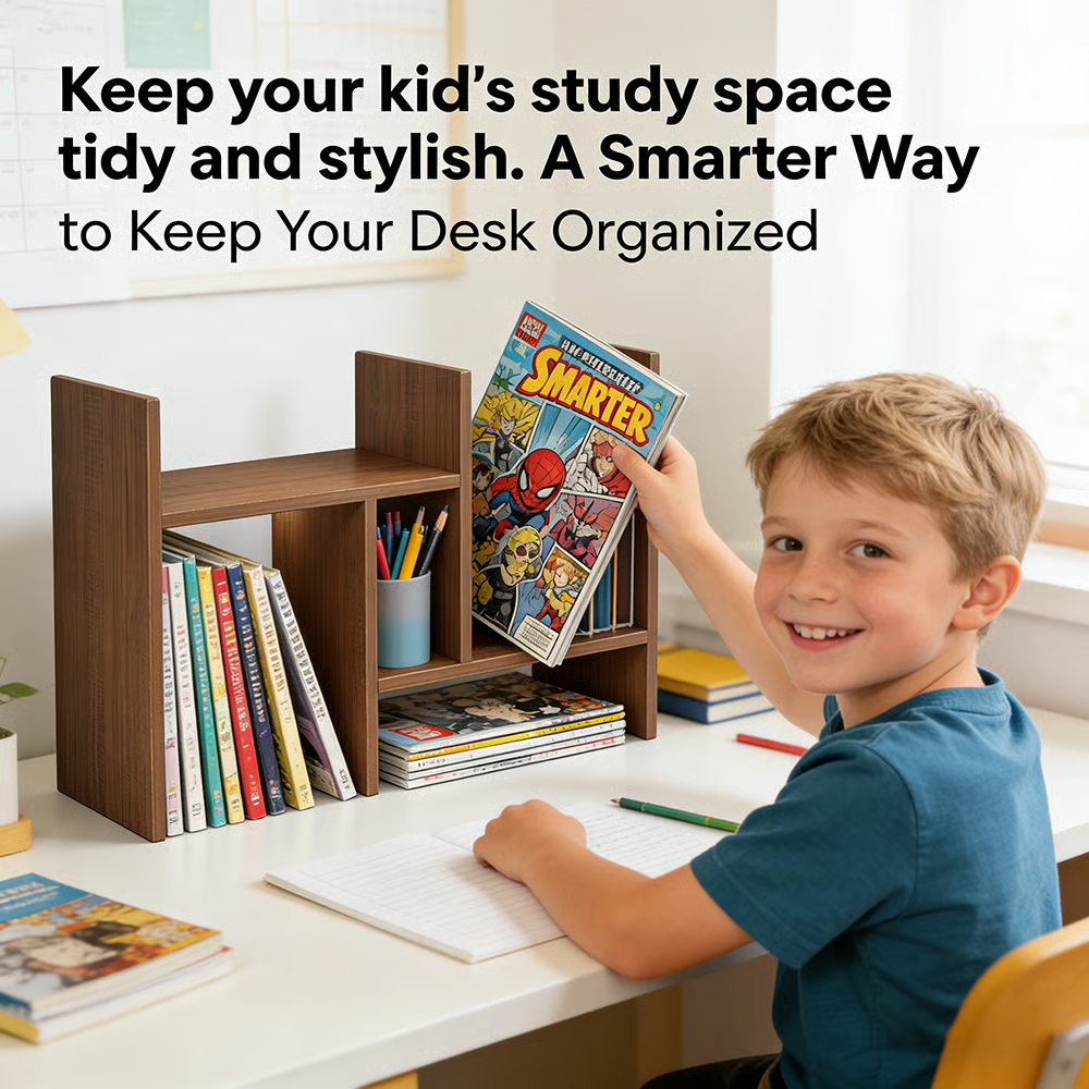 📚 Movable & Extendable Multi-Tier Desktop Bookshelf Organizer